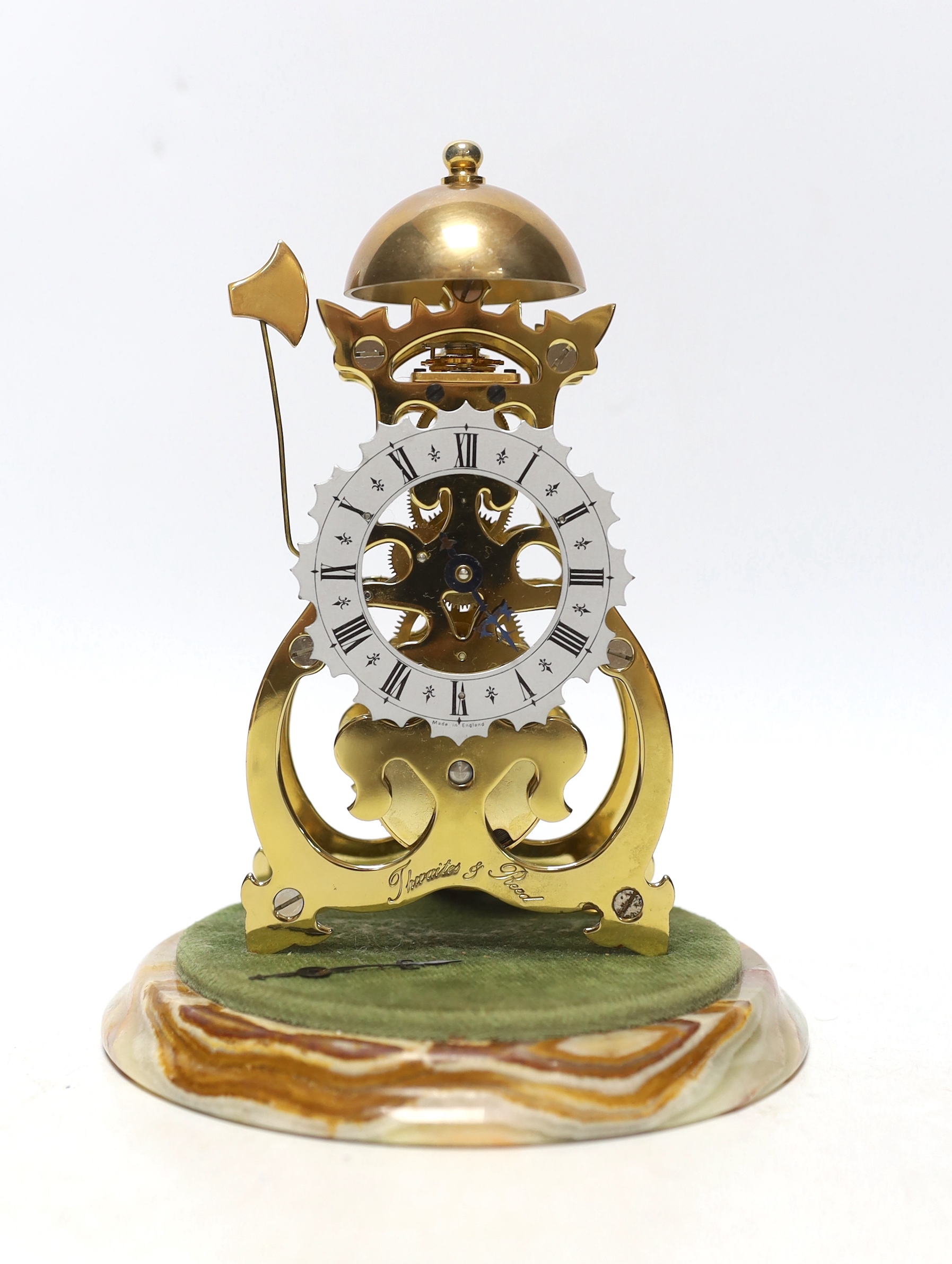 A Thwaites & Reed skeleton clock, under dome, 20cm
